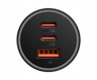 Baseus Ładowarka samochodowa USB-A + 2x USB-C 65W - 1502067 - zdjęcie 3